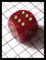 Dice : Dice - 6D Pipped - Red Swirl with Gold Pips - FA collection buy Dec 2010